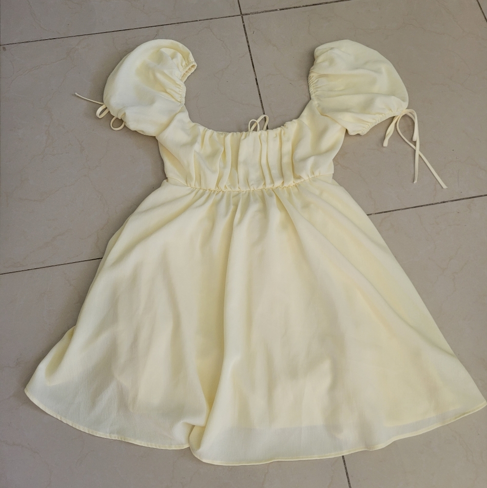 Pastel Yellow Babydoll Mini Dress